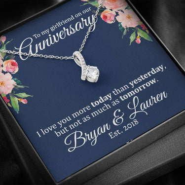 Personalized Girlfriend Anniversary Alluring Beauty Necklace - Love You This Much